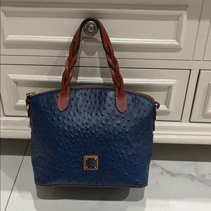 Dooney & Bourke Blue and Brown ostrich satchel